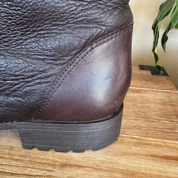 Kelsi Dagger Glenda Brown Leather Shearling Knee High Rubber Sole Flat Boots - Picture 7 of 17